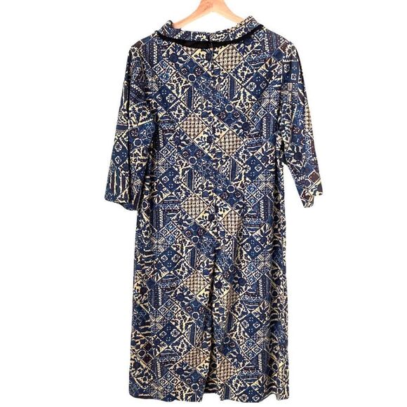 Floral Print 3/4 Sleeve Round Neck Midi A-Line Dress - Picture 2 of 12